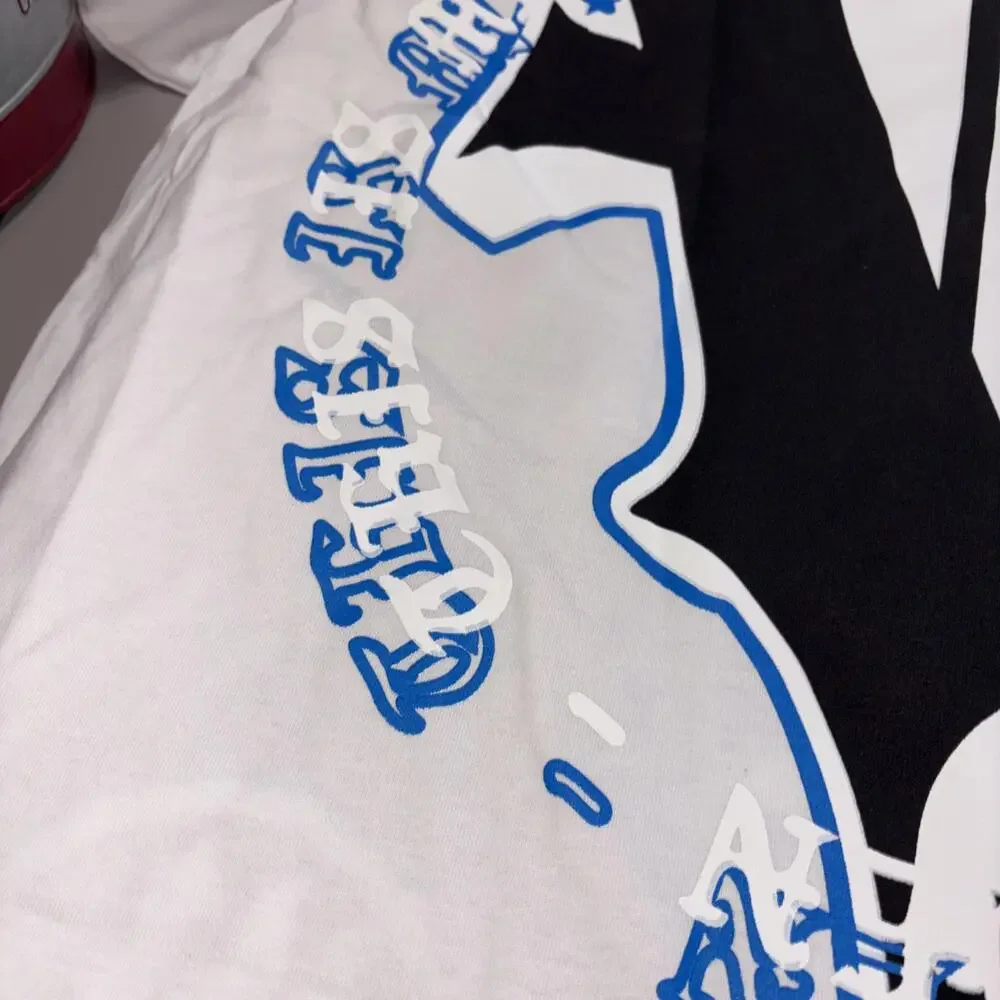 MI Vice Doberman Skeleton Graphic White Blue Black‎ Tee Mens XL NWOT NEW